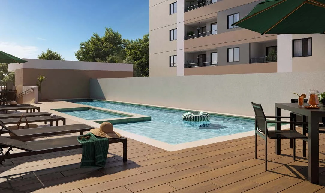 Piscina do condomínio Residencial Marô by BP8 em Guarulhos