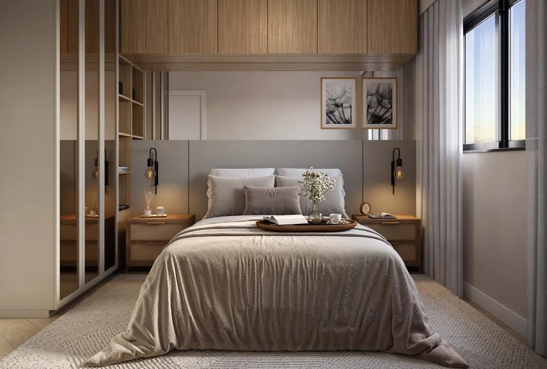 Dormitório do apartamento de 2 quartos Residencial Marô em Guarulhos